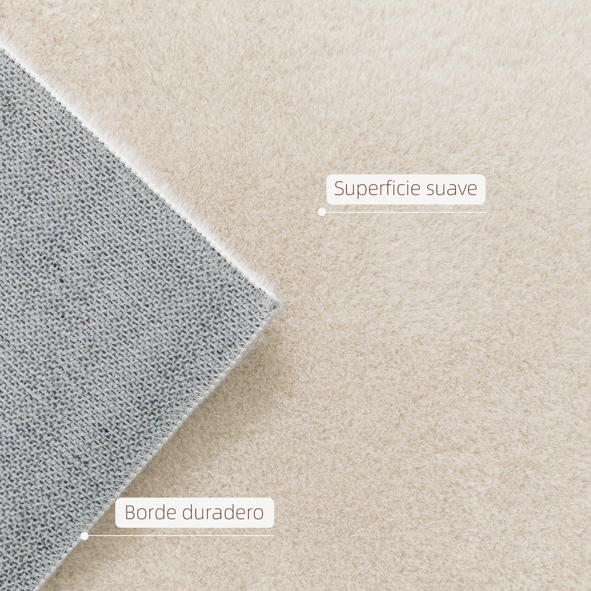 Long-Pile Washable Area Rug, 63 x 90.6 in (160 x 230 cm), Cream