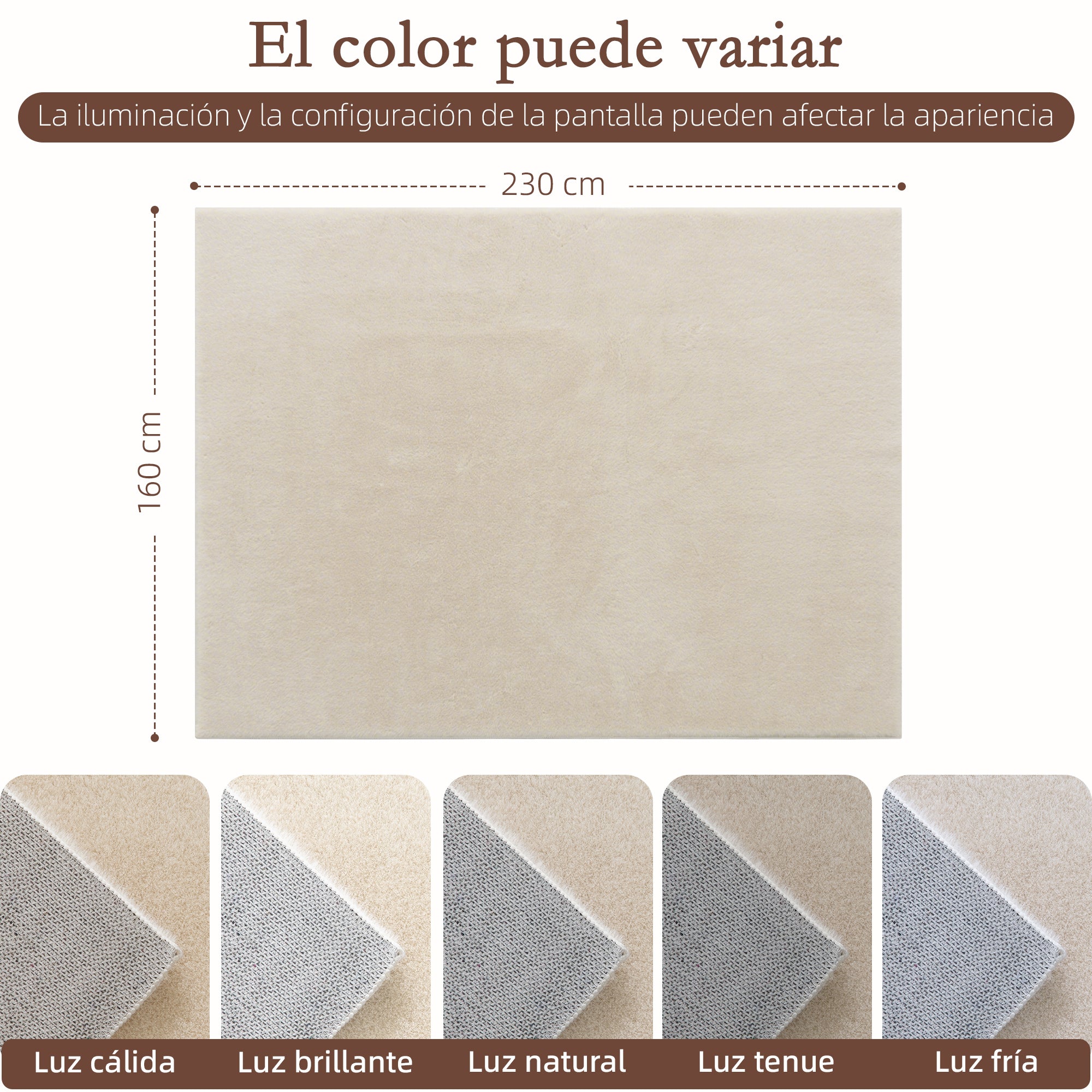 Long-Pile Washable Area Rug, 63 x 90.6 in (160 x 230 cm), Cream