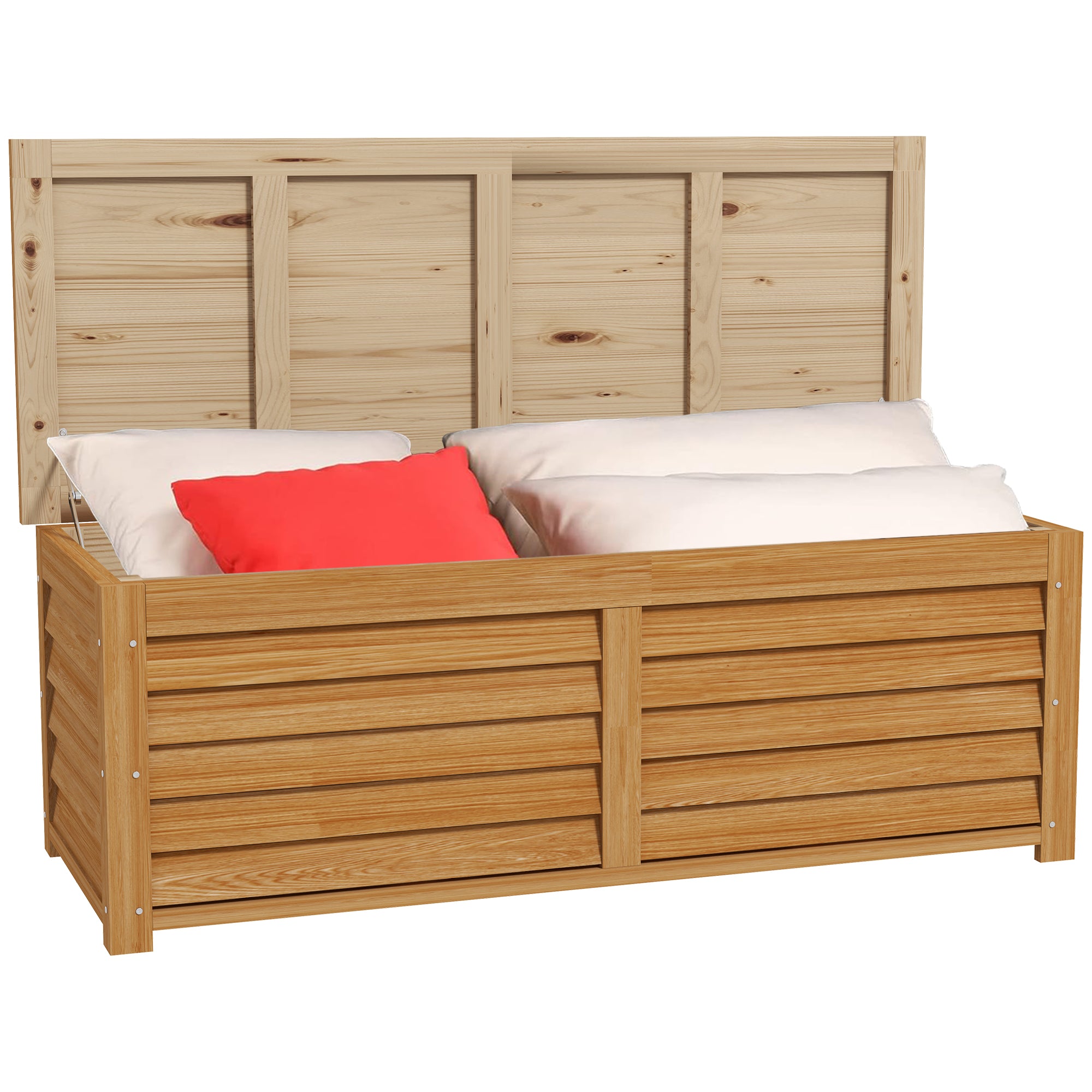 Outdoor Garden Storage Chest 176L in Wood with Handle, dim. 130L x 50W x 45H cm
