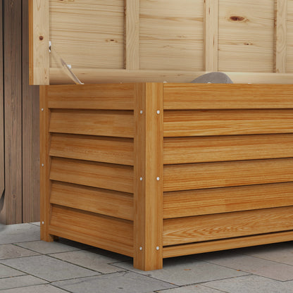 Outdoor Garden Storage Chest 176L in Wood with Handle, dim. 130L x 50W x 45H cm