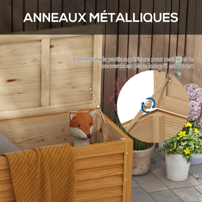 Outdoor Garden Storage Chest 176L in Wood with Handle, dim. 130L x 50W x 45H cm