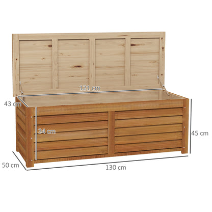 Outdoor Garden Storage Chest 176L in Wood with Handle, dim. 130L x 50W x 45H cm