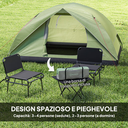 Family Camping Tent for 3 People, Waterproof Dome Tent 3000mm with Charging Port, Pockets, Lantern Hook, and Carry Bag, Green