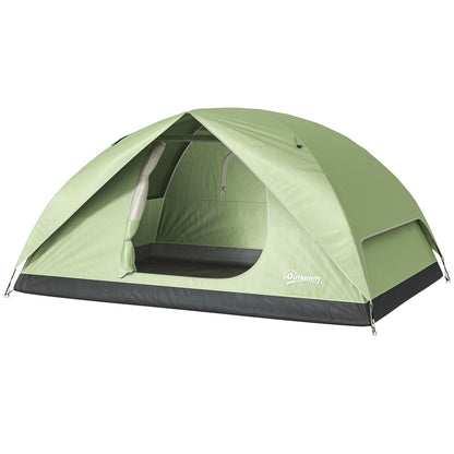 Family Camping Tent for 3 People, Waterproof Dome Tent 3000mm with Charging Port, Pockets, Lantern Hook, and Carry Bag, Green