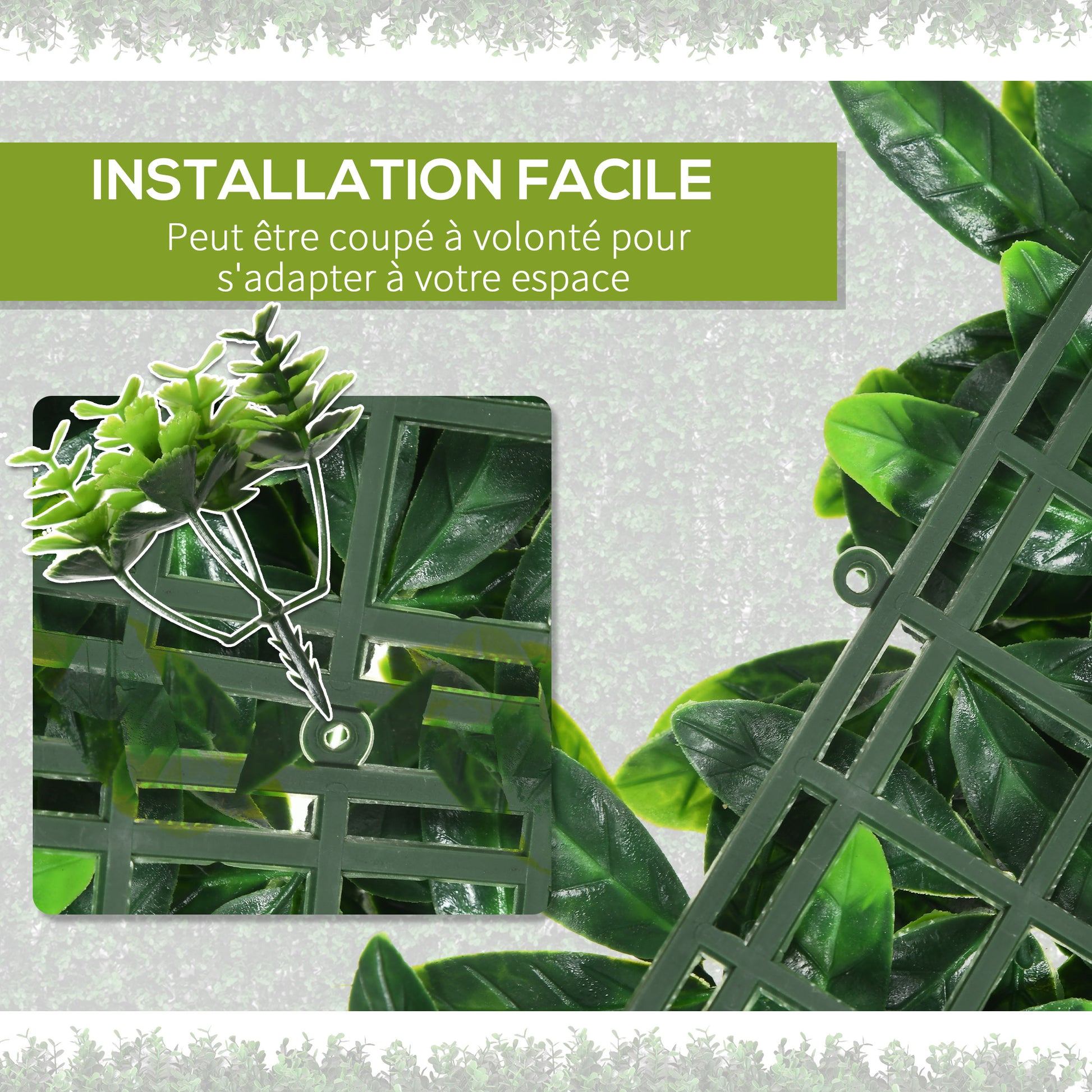 Artificial Laurel Hedge Privacy Wall Covering 12 Panels 50 x 50 cm Expandable Grid Realistic PE Green Foliage