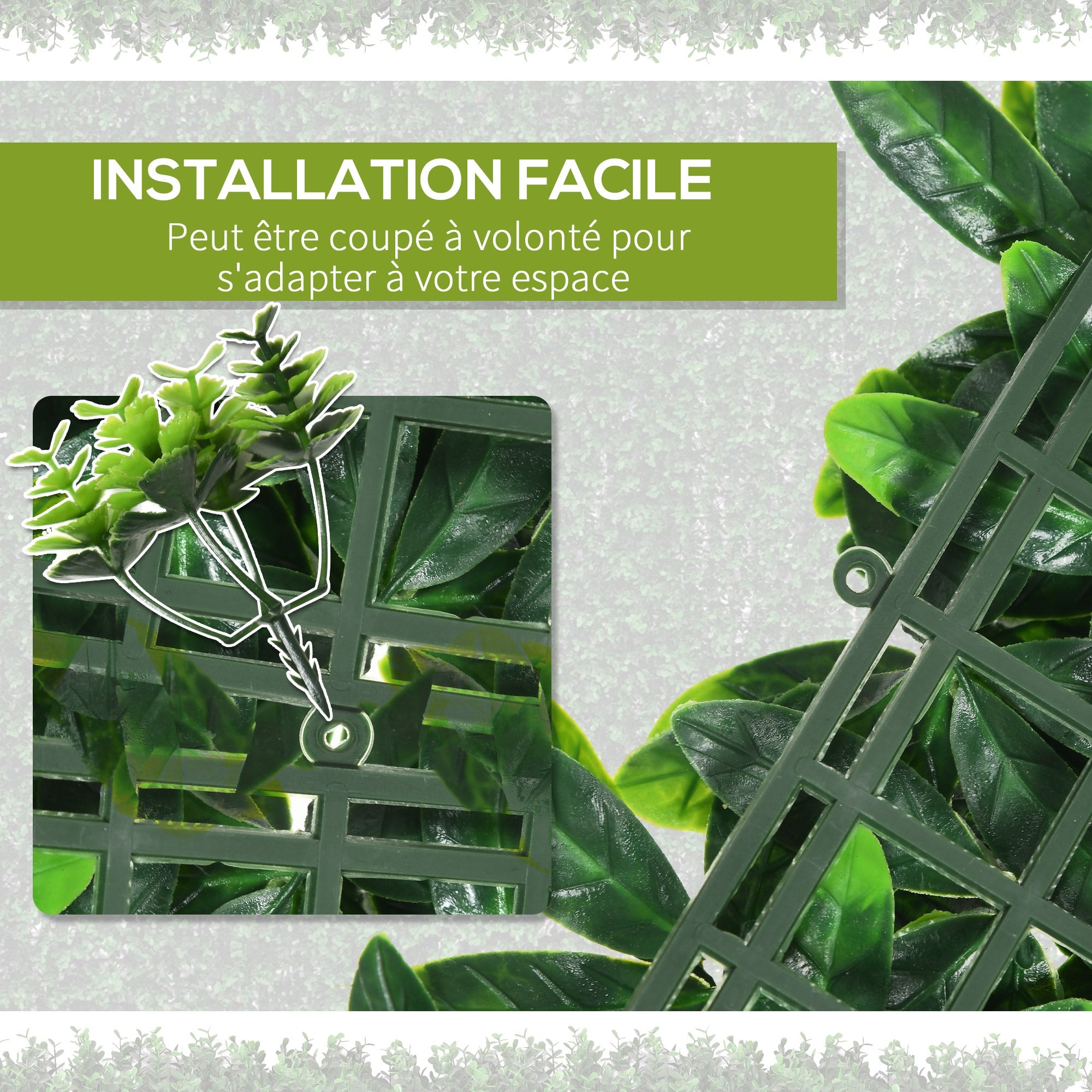 Artificial Laurel Hedge Privacy Wall Covering 12 Panels 50 x 50 cm Expandable Grid Realistic PE Green Foliage
