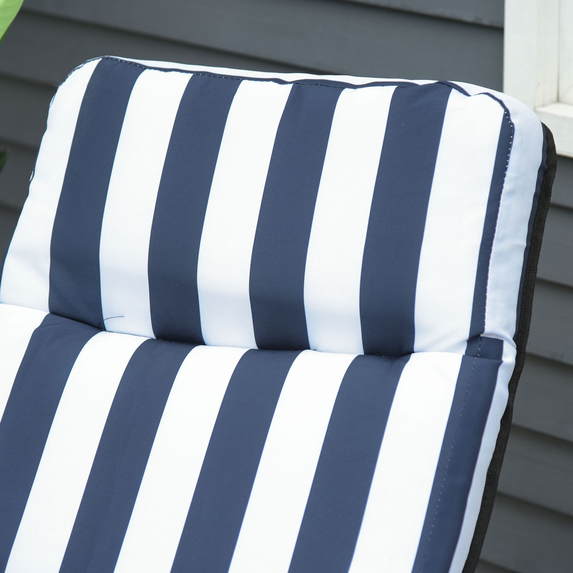 2 x Folding Chairs Garden Chair Sun Lounger Armrest Foldable 5 Positions Cushion Blue 60 x 75 x 102 cm