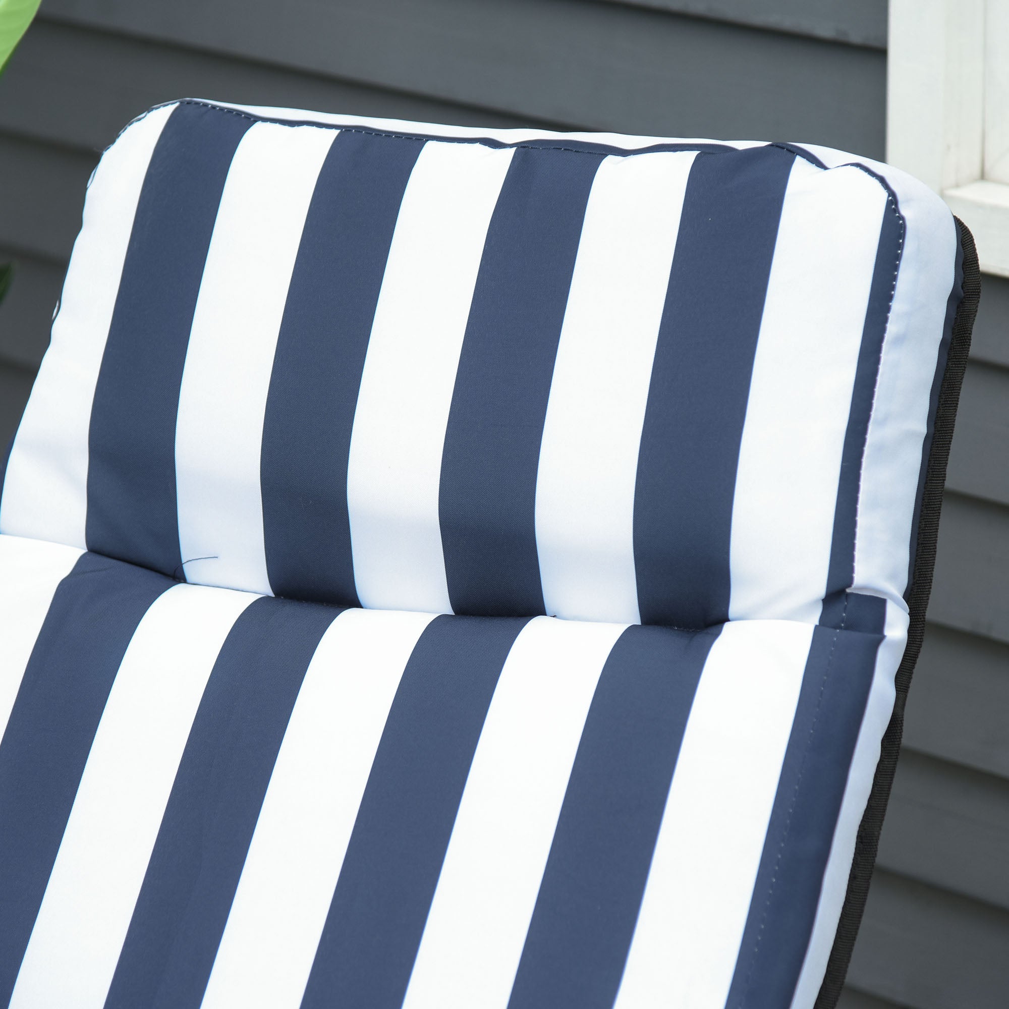 2 x Folding Chairs Garden Chair Sun Lounger Armrest Foldable 5 Positions Cushion Blue 60 x 75 x 102 cm