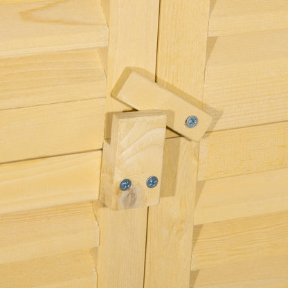 Wooden Garden Tool Shed in Fir and Pine Wood with 4 Compartments, Outdoor Garden Tool Storage Cabinet with Waterproof Roof, 87x46.5x160cm, Wood Color