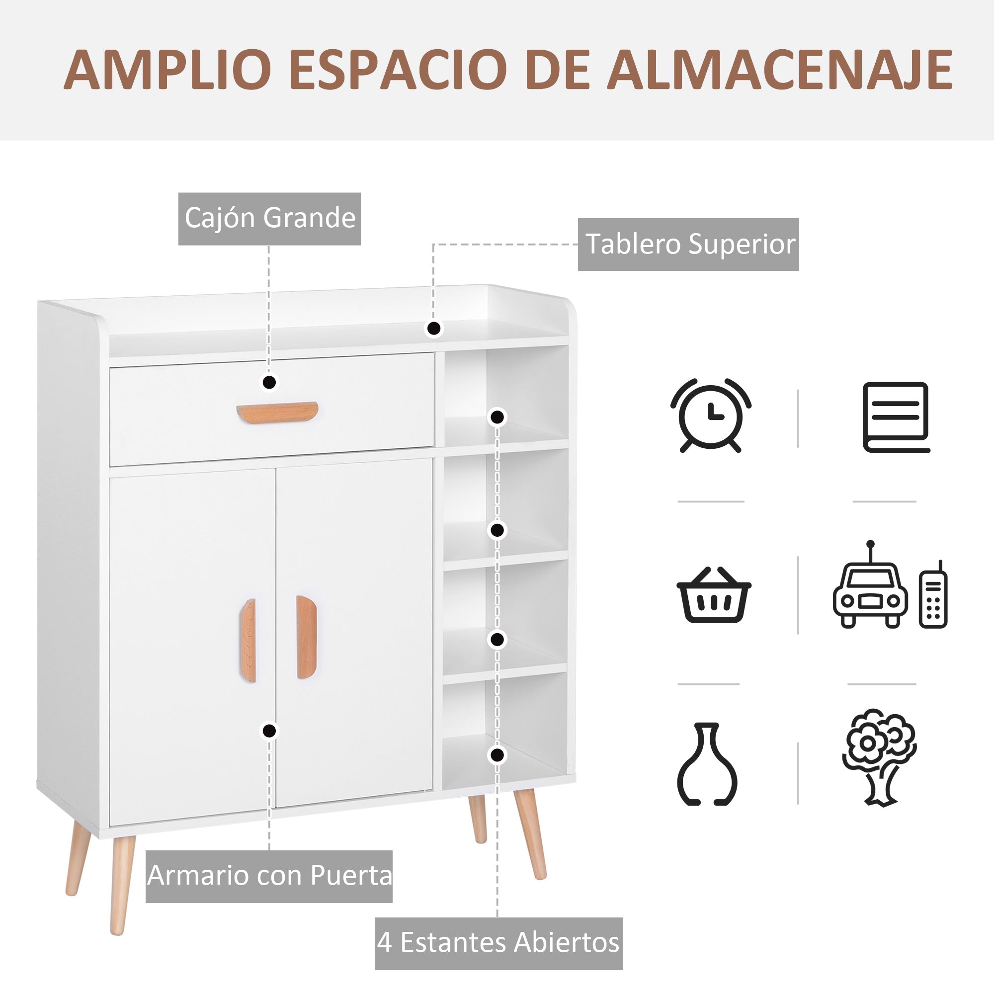 Sideboard Buffet Cabinet Console Table Multi-Functional Furniture for Dining Room Living Room Bathroom Hallway 31.5x11.6x37.8 inches