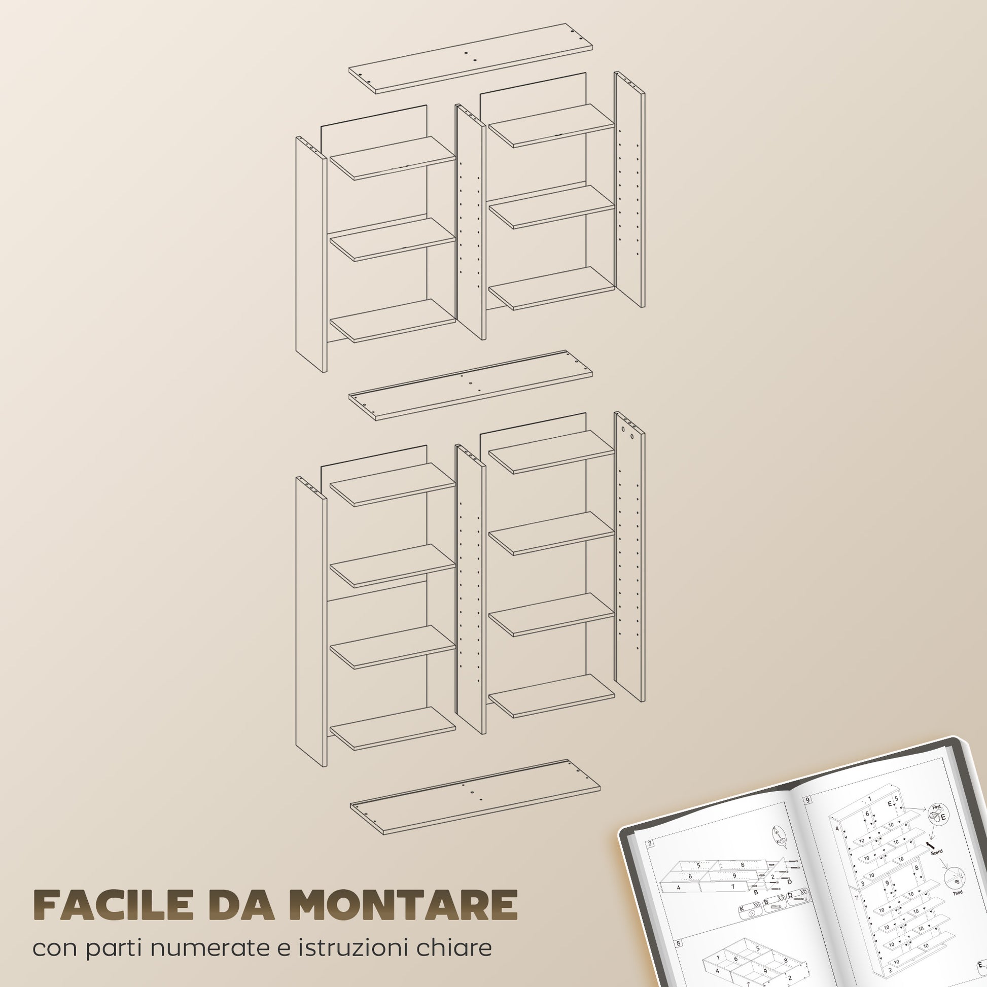 18-Shelf Modern CD Bookshelf for 640 CDs, Chipboard CD Storage Cabinet, 78.5x24x175 cm, Black