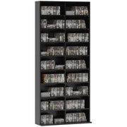 18-Shelf Modern CD Bookshelf for 640 CDs, Chipboard CD Storage Cabinet, 78.5x24x175 cm, Black