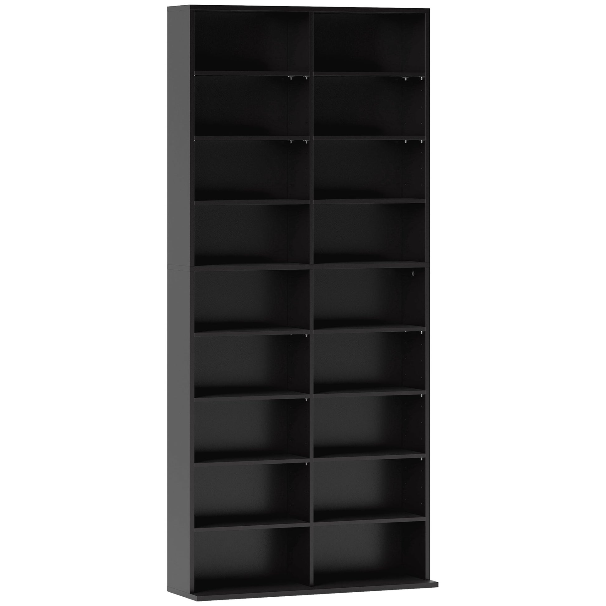 18-Shelf Modern CD Bookshelf for 640 CDs, Chipboard CD Storage Cabinet, 78.5x24x175 cm, Black