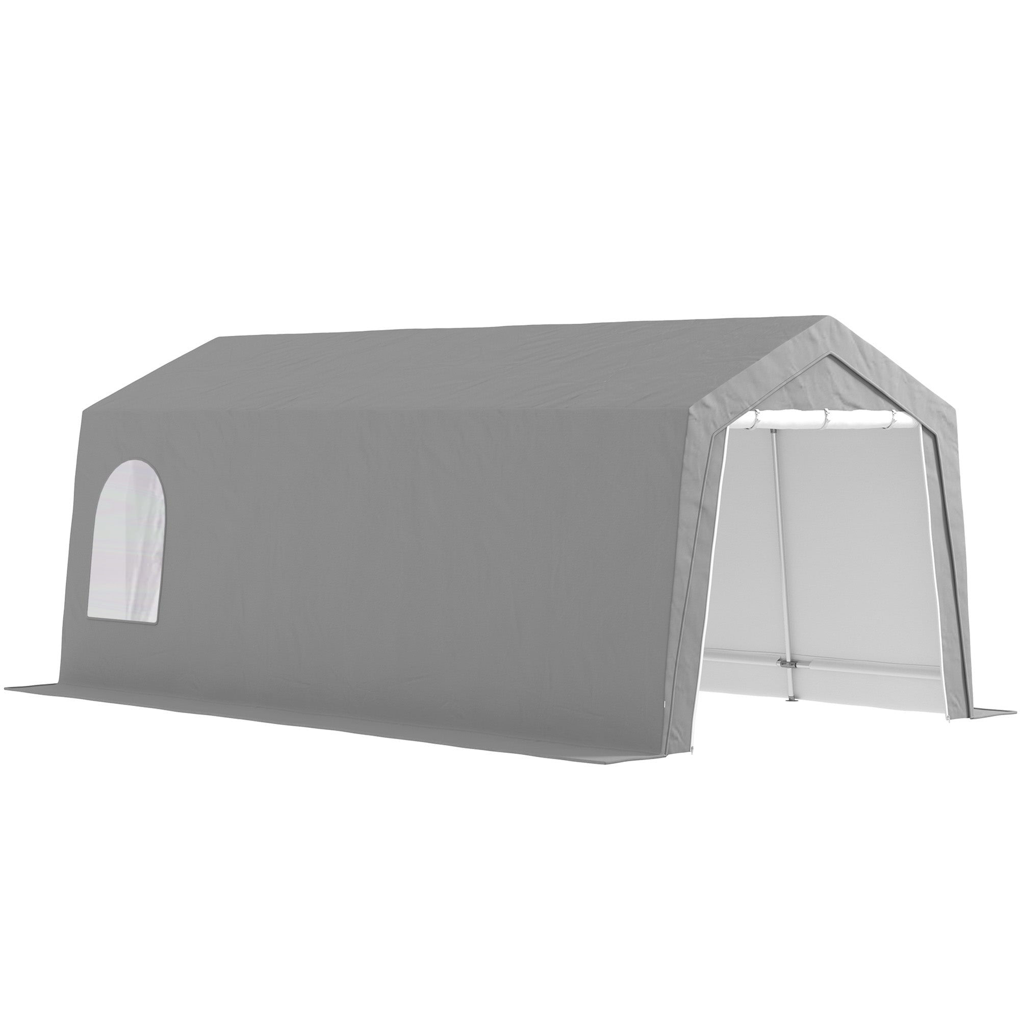 Garage Tent, Waterproof Storage Tent with Doors, Windows, Anti-Dust Bike Cover, Equipment House, Equipment Tent Shed for Outdoor, Patio, Garden, approx. 300 x 600 x 250 cm, Light gray
