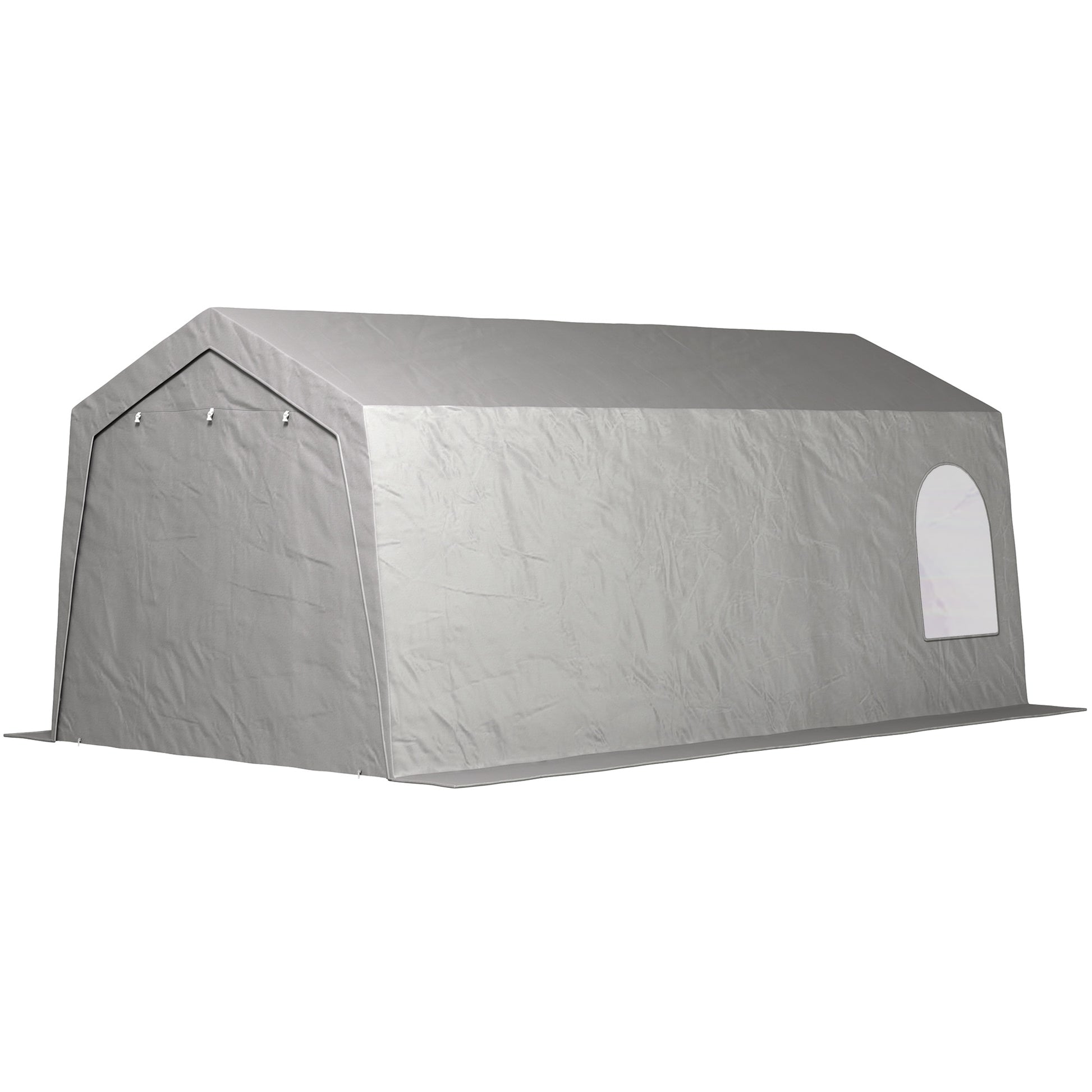 Garage Tent, Waterproof Storage Tent with Doors, Windows, Anti-Dust Bike Cover, Equipment House, Equipment Tent Shed for Outdoor, Patio, Garden, approx. 300 x 600 x 250 cm, Light gray