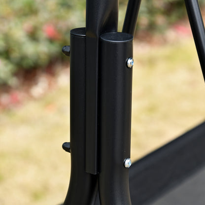 2-Seater Hollywood Swing Chair Outdoor Lounger UV-Resistant High-Quality Metal Tube Adjustable Angle Black