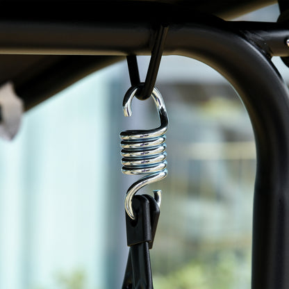 2-Seater Hollywood Swing Chair Outdoor Lounger UV-Resistant High-Quality Metal Tube Adjustable Angle Black