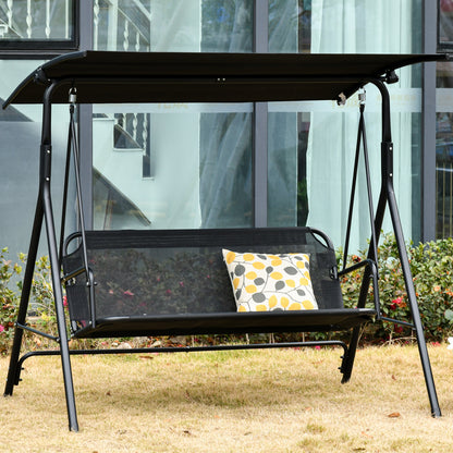 2-Seater Hollywood Swing Chair Outdoor Lounger UV-Resistant High-Quality Metal Tube Adjustable Angle Black