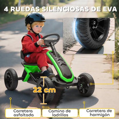 Pedal Kart — EVA Anti-Slip Wheels, Metal Frame, 66 lb Capacity, Ages 2–5, Green