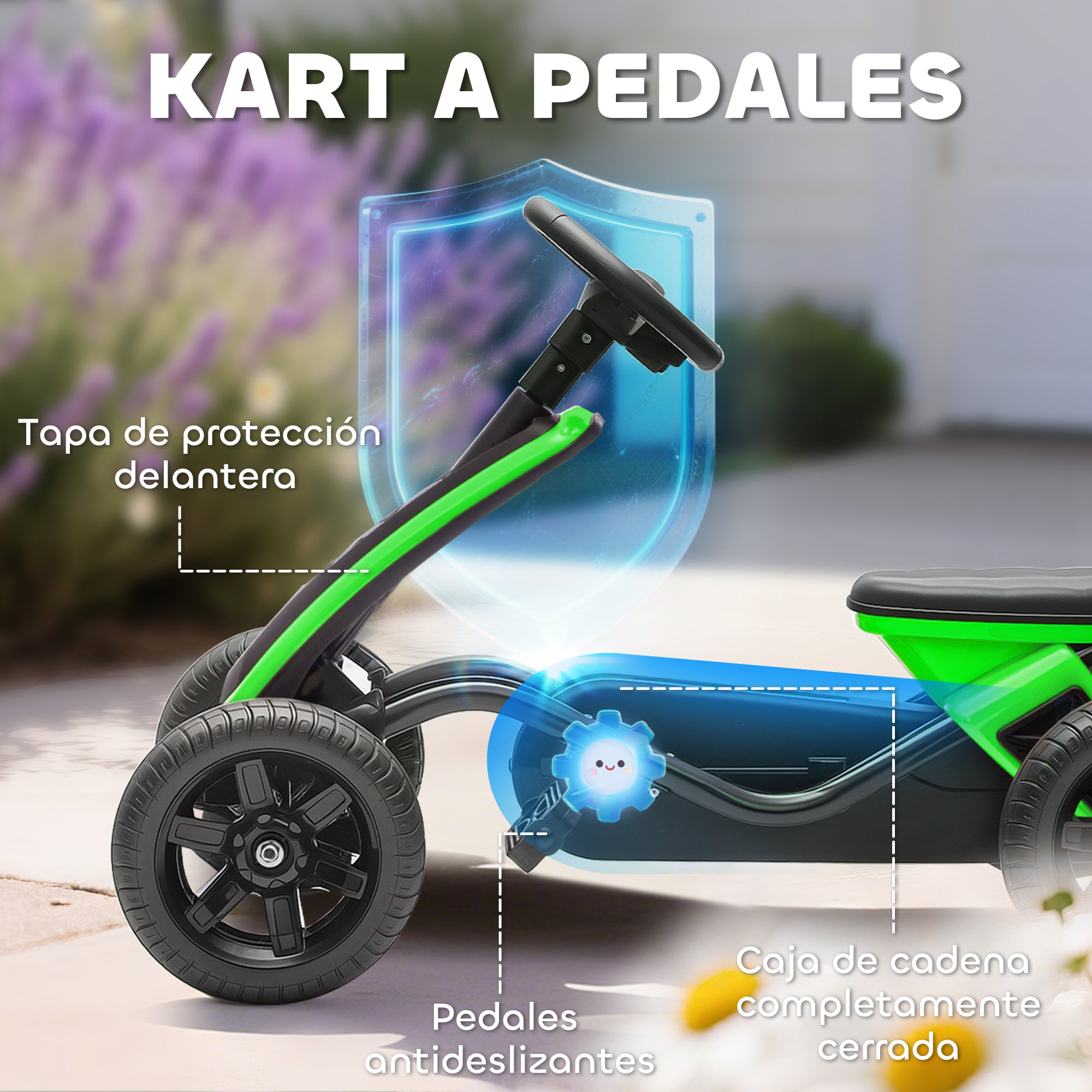 Pedal Kart — EVA Anti-Slip Wheels, Metal Frame, 66 lb Capacity, Ages 2–5, Green