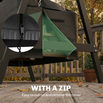 3-Seater Swing Cover — Waterproof, Windproof & UV-Resistant, PU-Coated Oxford, 185 x 76 x 81 cm (73" x 30" x 32") — Black