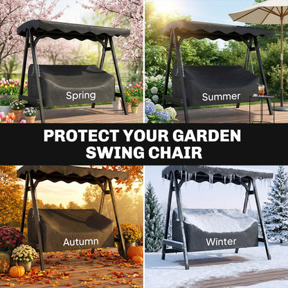 3-Seater Swing Cover — Waterproof, Windproof & UV-Resistant, PU-Coated Oxford, 185 x 76 x 81 cm (73" x 30" x 32") — Black