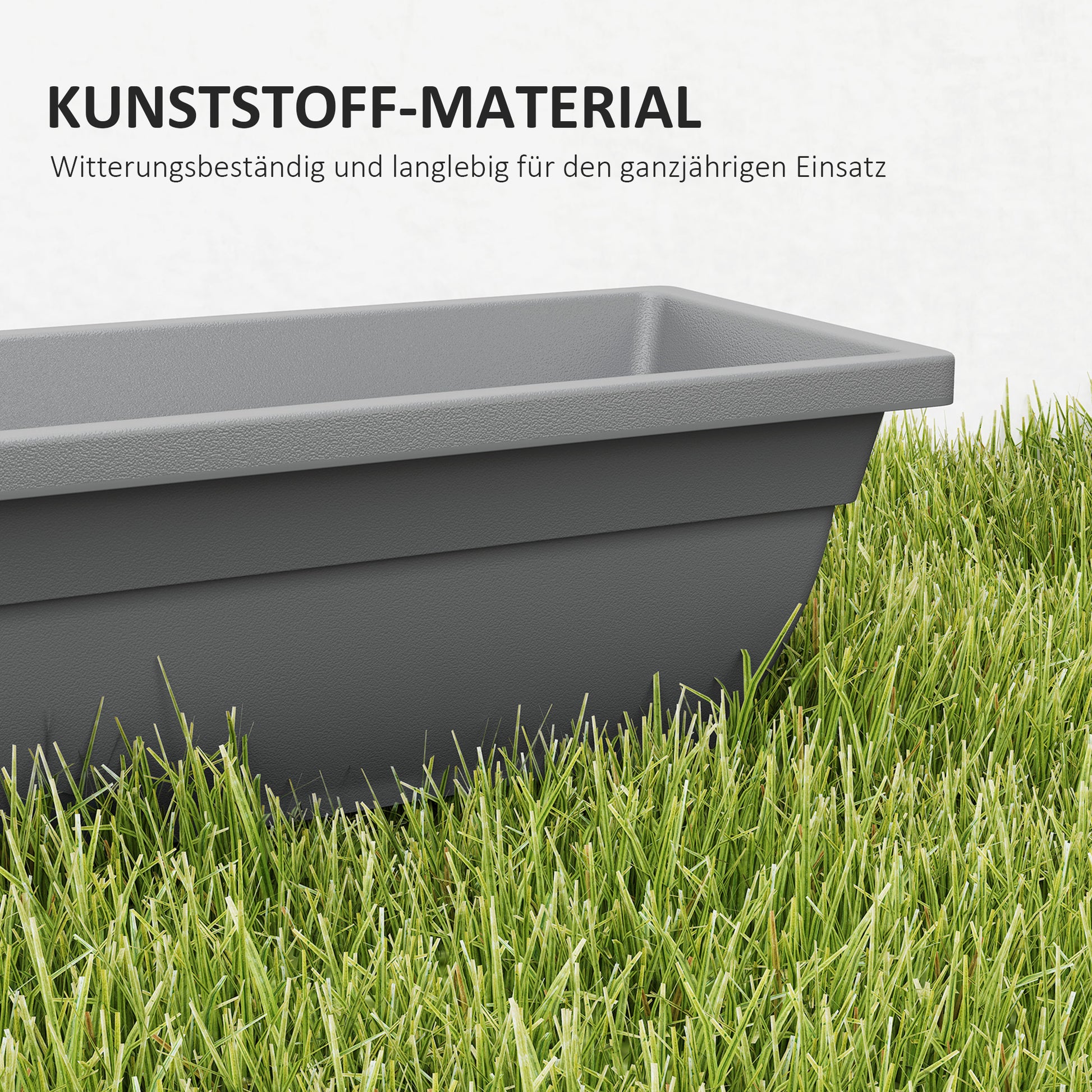 5-Piece Plastic Flower Pot Set, 59 x 21 x 16 cm Stackable Planters Set, Weatherproof Planters, Pots for Indoor and Outdoor, Gray