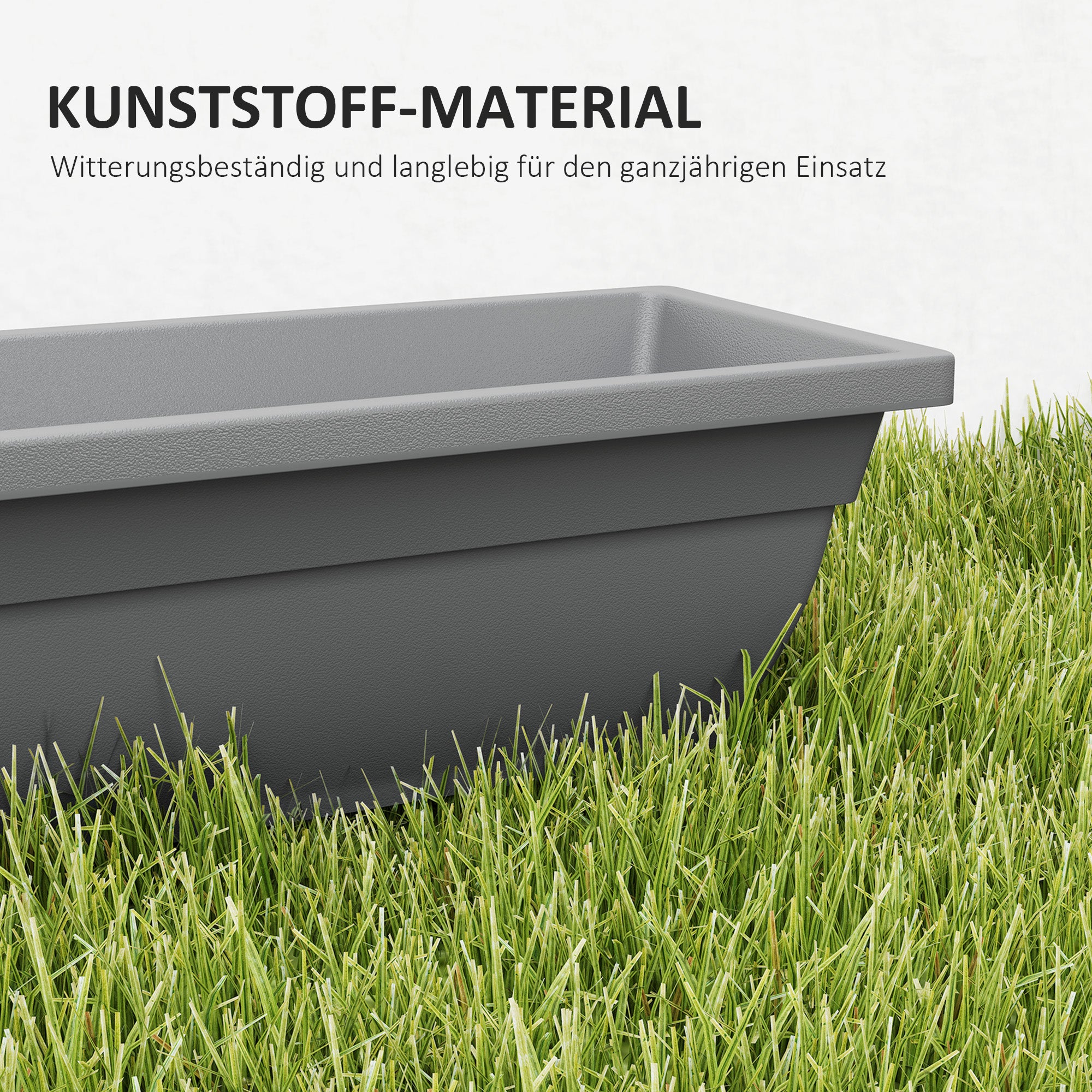 5-Piece Plastic Flower Pot Set, 59 x 21 x 16 cm Stackable Planters Set, Weatherproof Planters, Pots for Indoor and Outdoor, Gray