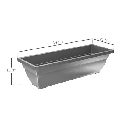 5-Piece Plastic Flower Pot Set, 59 x 21 x 16 cm Stackable Planters Set, Weatherproof Planters, Pots for Indoor and Outdoor, Gray