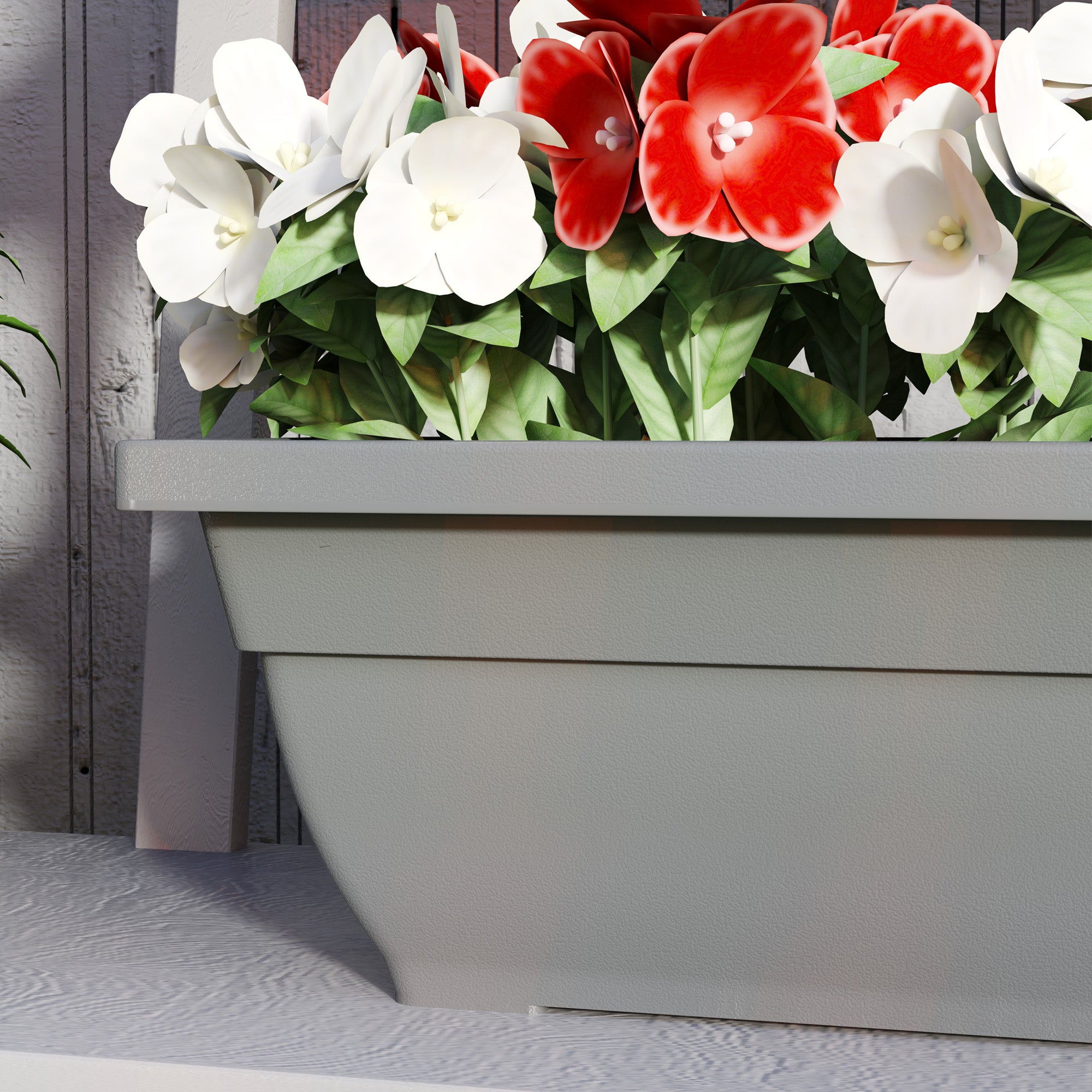5-Piece Plastic Flower Pot Set, 59 x 21 x 16 cm Stackable Planters Set, Weatherproof Planters, Pots for Indoor and Outdoor, Gray