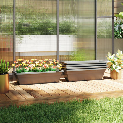 5-Piece Plastic Flower Pot Set, 59 x 21 x 16 cm Stackable Planters Set, Weatherproof Planters, Pots for Indoor and Outdoor, Gray