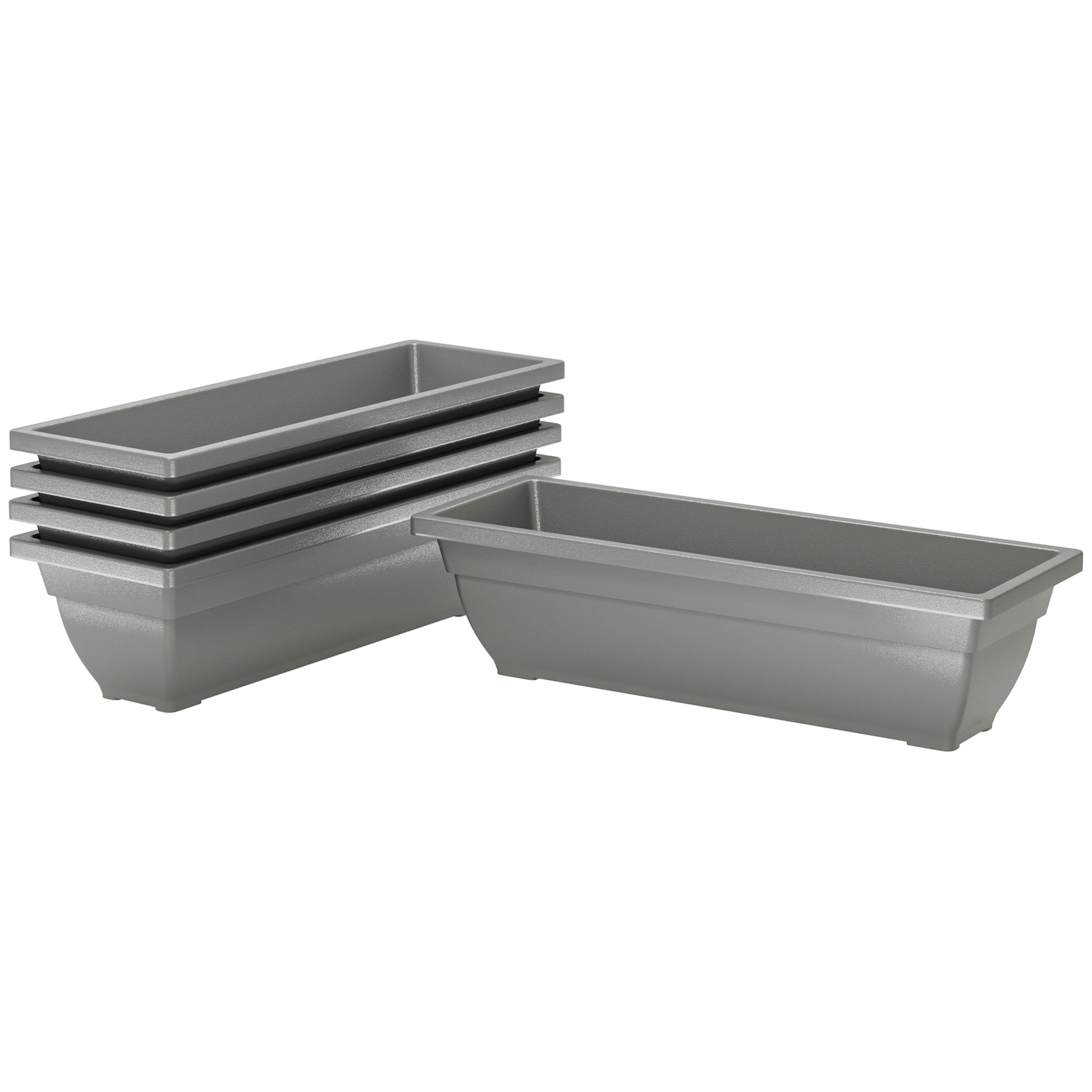 5-Piece Plastic Flower Pot Set, 59 x 21 x 16 cm Stackable Planters Set, Weatherproof Planters, Pots for Indoor and Outdoor, Gray
