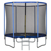 Outdoor Trampoline, Elastic Mat for Children and Adults for Garden with Safety Net, Ladder, and Padded Edge, Garden and Home Games, Ø244x240cm, Blue and Black