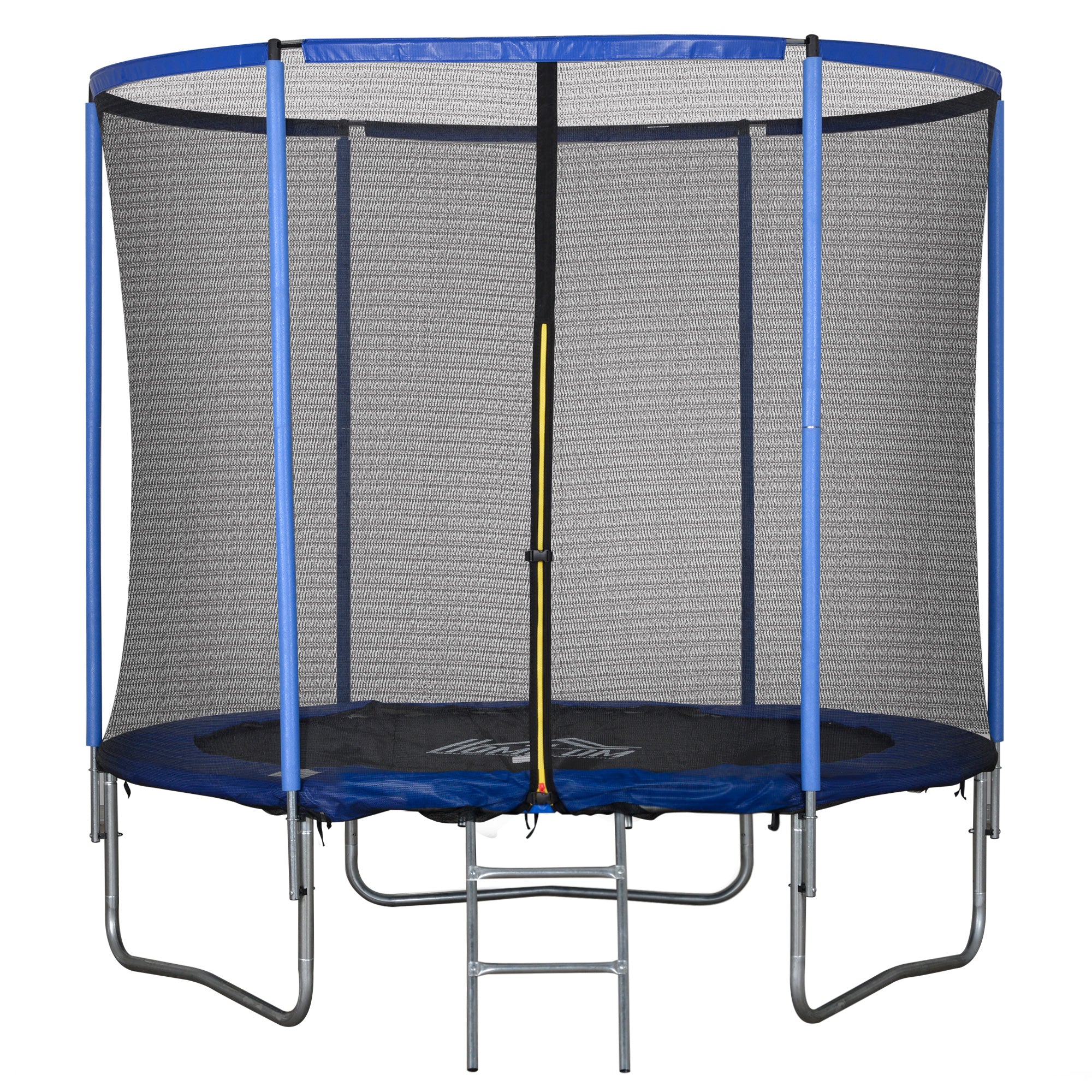 Outdoor Trampoline, Elastic Mat for Children and Adults for Garden with Safety Net, Ladder, and Padded Edge, Garden and Home Games, Ø244x240cm, Blue and Black