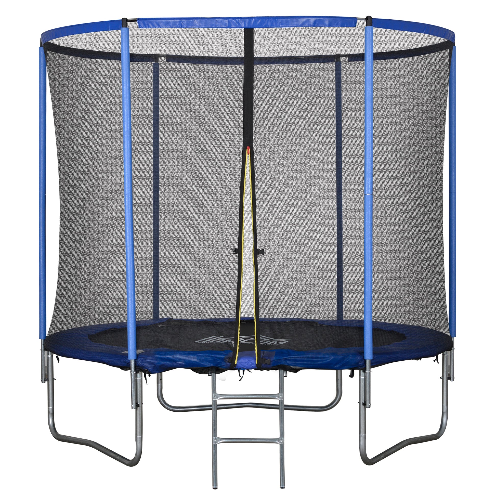 Outdoor Trampoline, Elastic Mat for Children and Adults for Garden with Safety Net, Ladder, and Padded Edge, Garden and Home Games, Ø244x240cm, Blue and Black