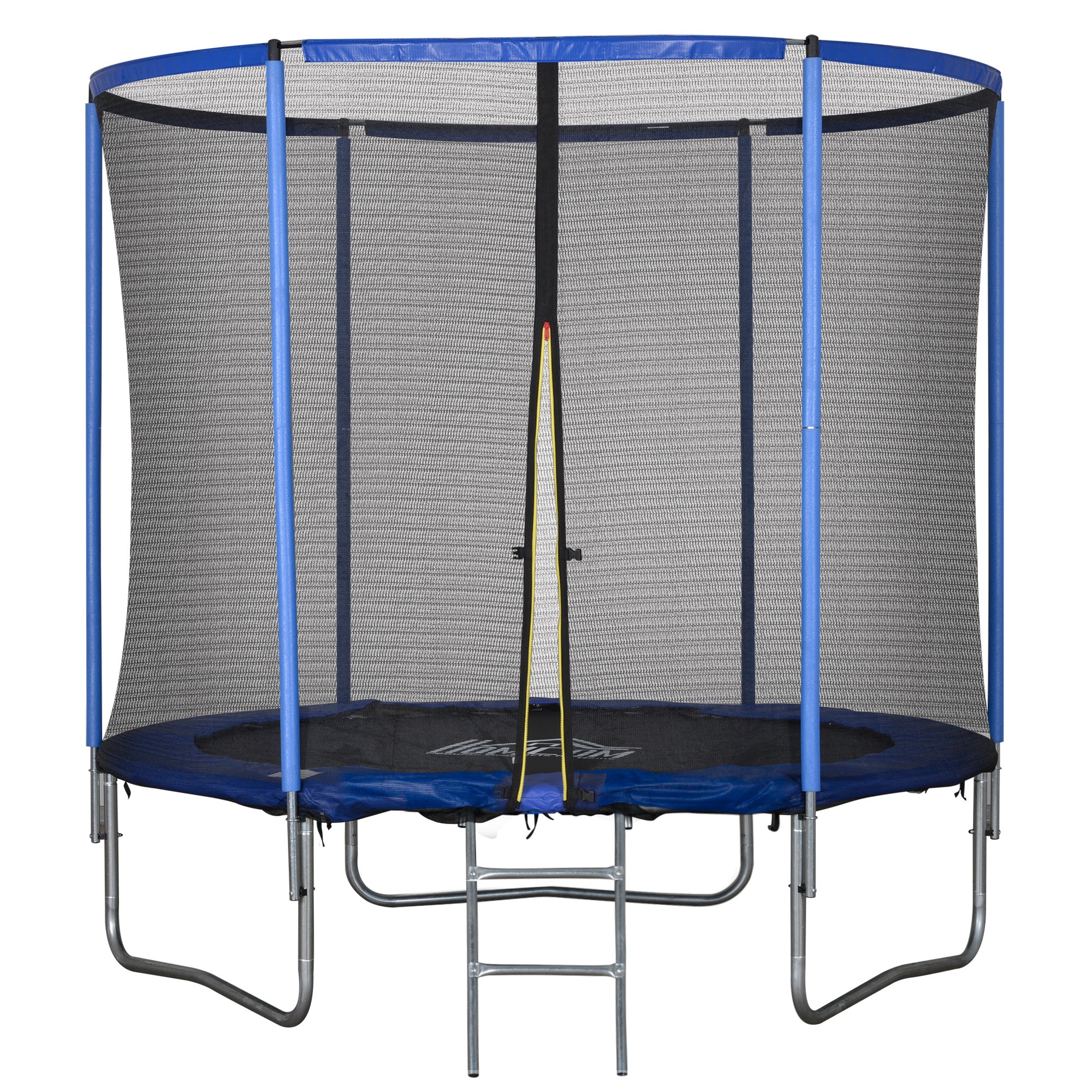 Outdoor Trampoline, Elastic Mat for Children and Adults for Garden with Safety Net, Ladder, and Padded Edge, Garden and Home Games, Ø244x240cm, Blue and Black