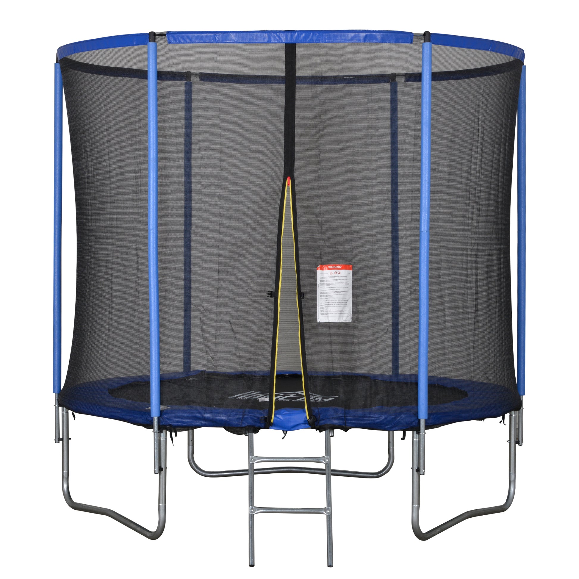 Outdoor Trampoline, Elastic Mat for Children and Adults for Garden with Safety Net, Ladder, and Padded Edge, Garden and Home Games, Ø244x240cm, Blue and Black