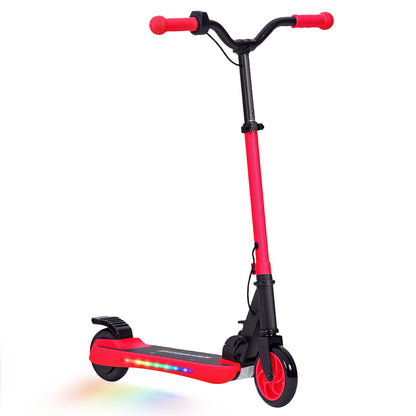 SPORTNOW Foldable Electric Scooter MAX 10 KM/H Electric Scooter for +6 Years Old 120 W Motor 6 KM Range 5" - 5.5" Wheels Rear Brake Adjustable Height LED Lights and Red Aluminum Frame