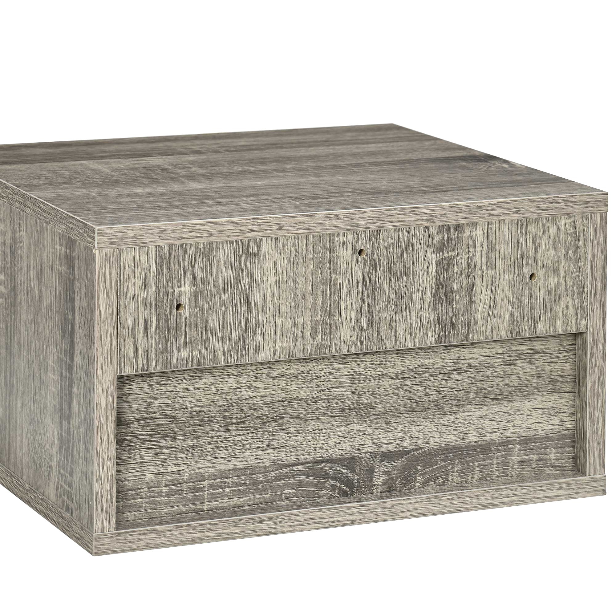 Set of 2 wall-mounted bedside tables nightstand - sliding drawer, compartment, tabletop - wood dim. 37L x 32W x 21H cm Gray