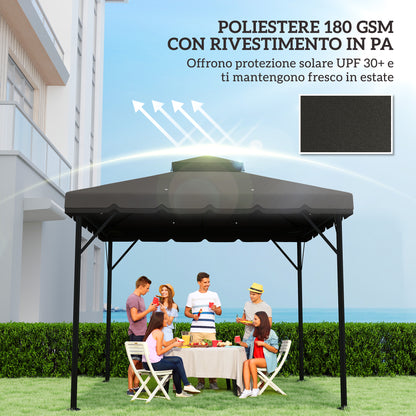 Double-Layer Replacement Canopy for 3 x 3 m (9.8 ft) Gazebo – 180 g/m² Polyester, Waterproof, UPF 30+, 8 Drainage Grommets, Gray