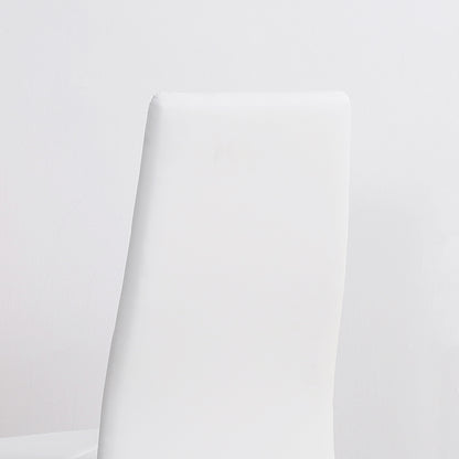 Set of 4 Nordic Dining Chairs Upholstered Kitchen Chairs with Faux Leather Steel Legs Load 120 kg for Living Room 41x50x97 cm White