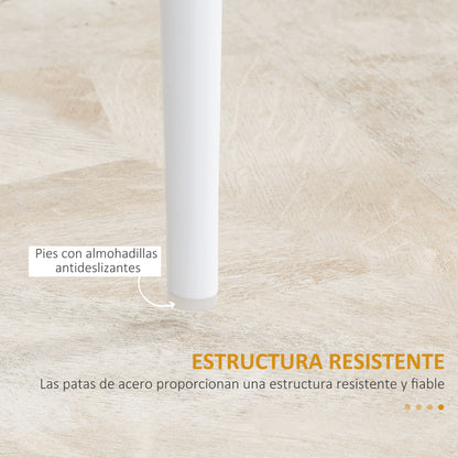 Set of 4 Nordic Dining Chairs Upholstered Kitchen Chairs with Faux Leather Steel Legs Load 120 kg for Living Room 41x50x97 cm White