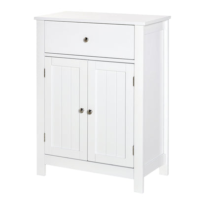 Bathroom Cabinet with 1 Drawer 2 Doors and Adjustable Interior Shelf Storage Auxiliary Furniture Multifunctional for Living Room Kitchen Anti-tip 60x30x80 cm White