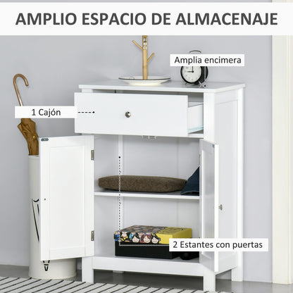 Bathroom Cabinet with 1 Drawer 2 Doors and Adjustable Interior Shelf Storage Auxiliary Furniture Multifunctional for Living Room Kitchen Anti-tip 60x30x80 cm White