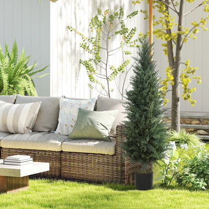 Large Artificial Cypress 120 cm Artificial Plant, Artificial Plants in Pot, UV Resistant Artificial Cypress Tree Decor for Living Room Bedroom Office Balcony