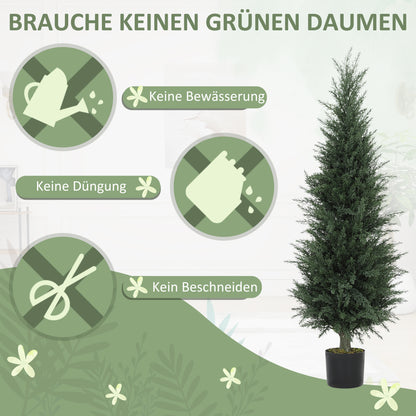 Large Artificial Cypress 120 cm Artificial Plant, Artificial Plants in Pot, UV Resistant Artificial Cypress Tree Decor for Living Room Bedroom Office Balcony