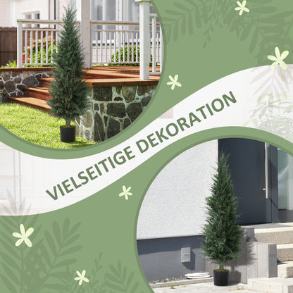 Large Artificial Cypress 120 cm Artificial Plant, Artificial Plants in Pot, UV Resistant Artificial Cypress Tree Decor for Living Room Bedroom Office Balcony