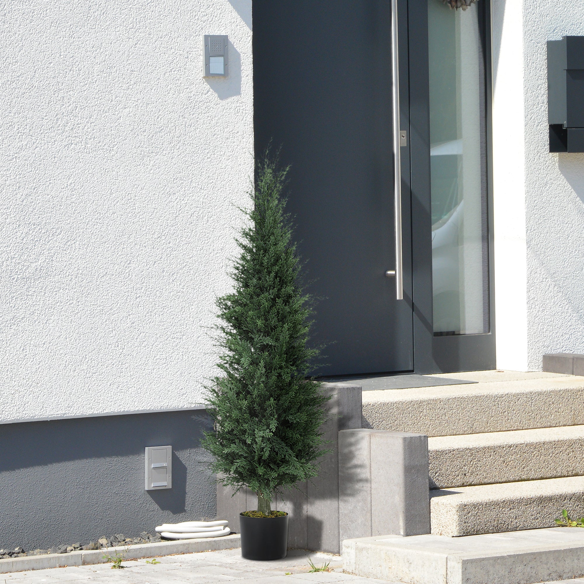 Large Artificial Cypress 120 cm Artificial Plant, Artificial Plants in Pot, UV Resistant Artificial Cypress Tree Decor for Living Room Bedroom Office Balcony