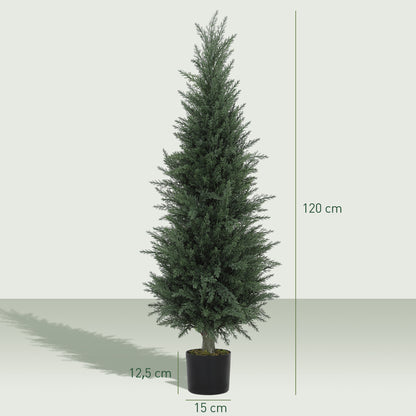 Large Artificial Cypress 120 cm Artificial Plant, Artificial Plants in Pot, UV Resistant Artificial Cypress Tree Decor for Living Room Bedroom Office Balcony