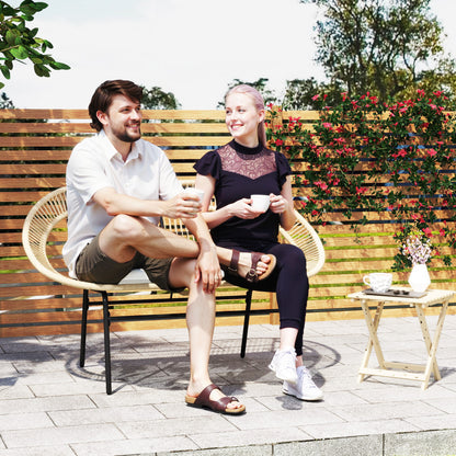 2-Seater Acapulco Style Outdoor Garden Bench, Steel Patio Bench with Backrest and Cushion, Outdoor Bench for Balcony Terrace Patio, 126 x 72 x 83 cm, Khaki